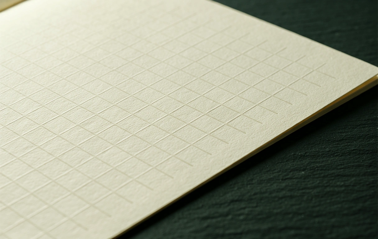 Strukturierte Papieroberfläche eines Ledgers